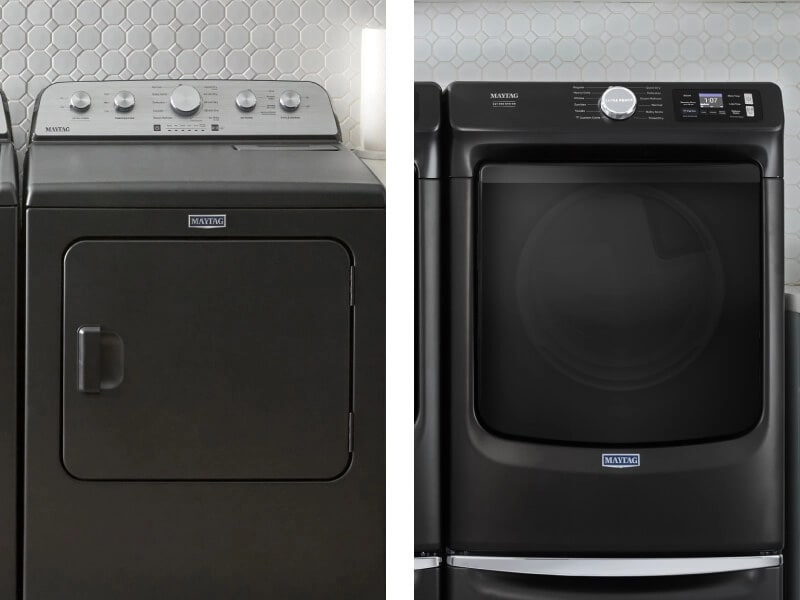 Top load dryer with rear controls vs. front load dryer with front controls