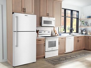 White Maytag® appliances in a kitchen