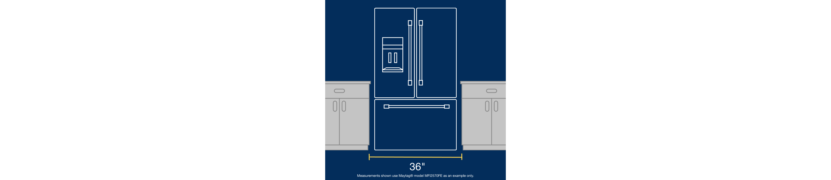 Infographic measuring the width of a refrigerator