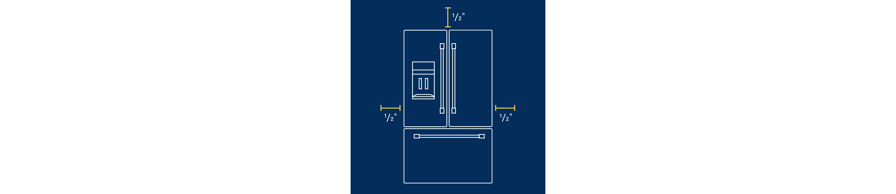 Infographic measuring space on all sides of a refrigerator