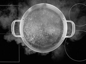 Water boiling on an induction cooktop