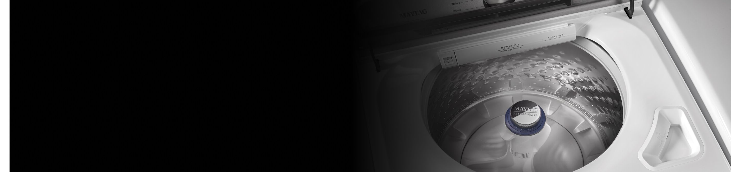 A close-up of the interior of a Maytag® top load washer
