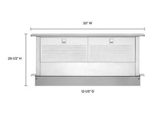 Range hood dimensions graphic