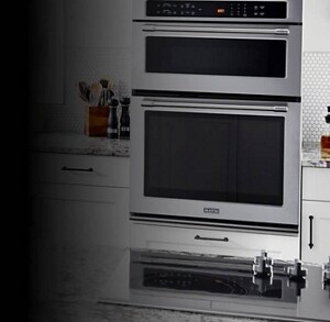 Combination wall oven in a white kitchen