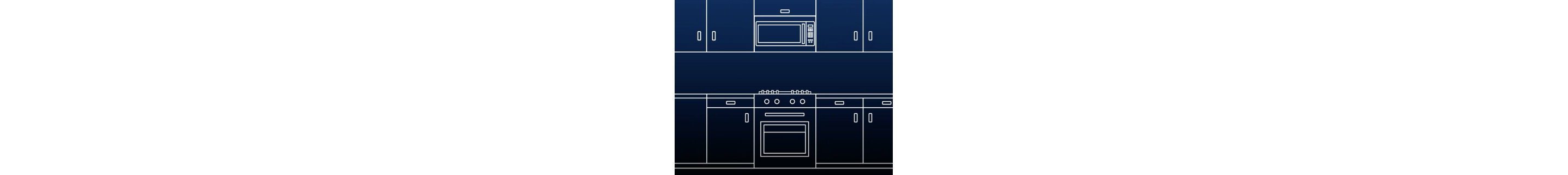A modern kitchen layout with an over-the-range microwave.