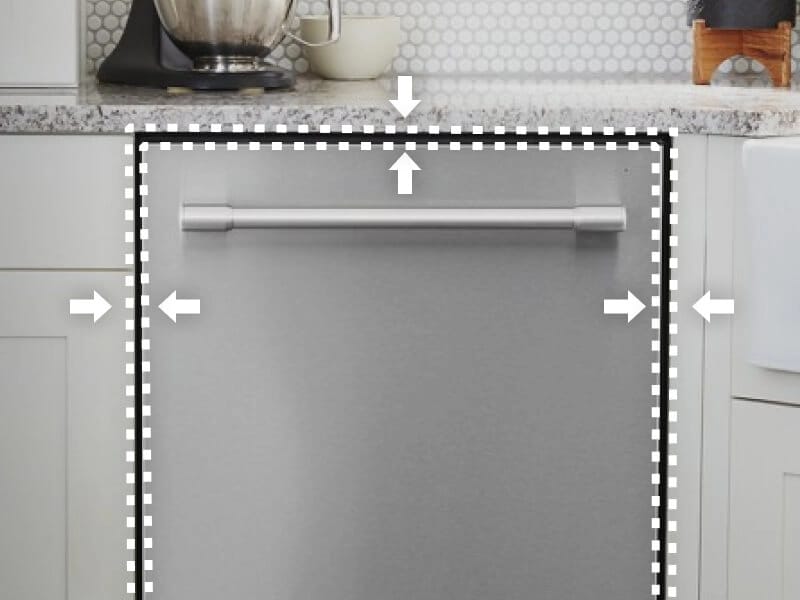 Dishwasher in kitchen with equal spacing on all sides