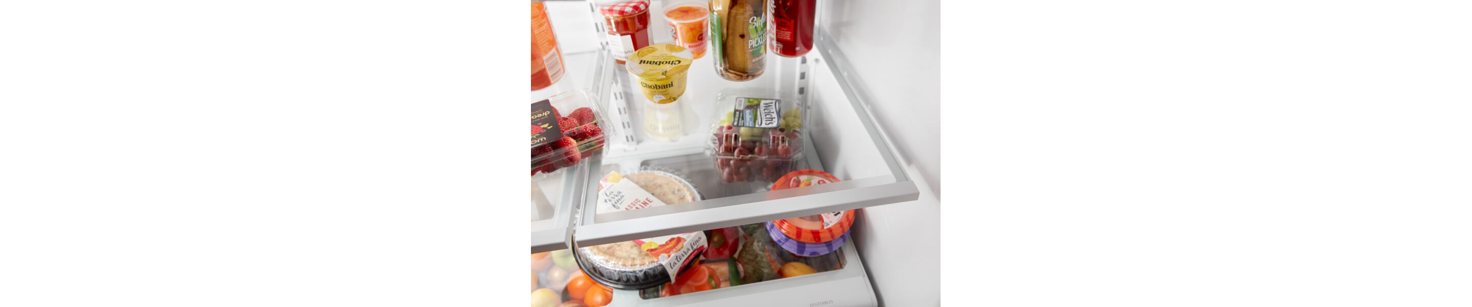 Packaged food inside a refrigerator