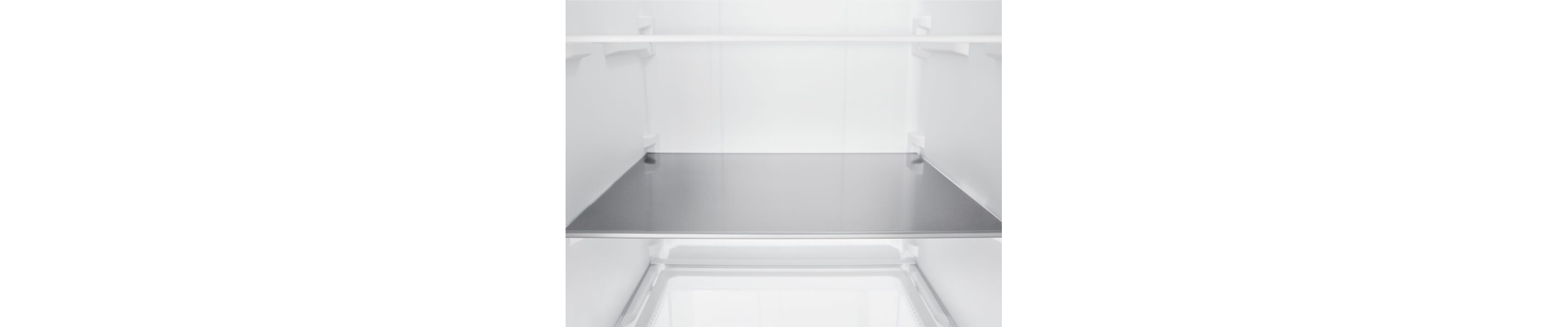 An empty refrigerator shelf
