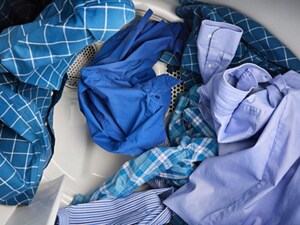 Clothes tumbling in a dryer