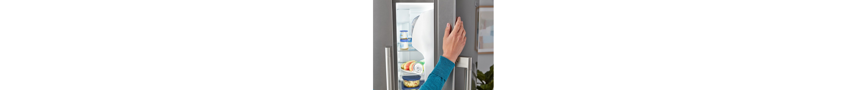 Hand opening refrigerator door