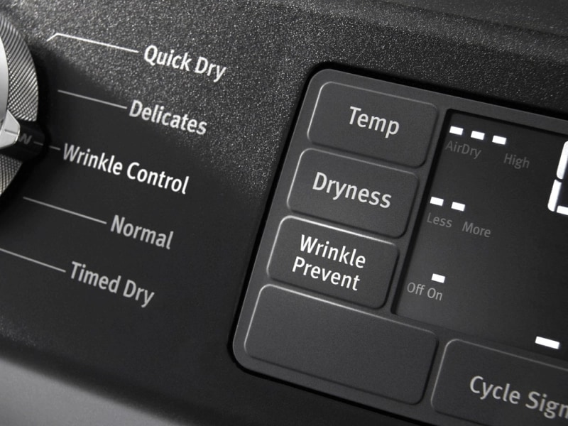 Control panel on a dryer