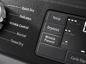 Control panel on a dryer