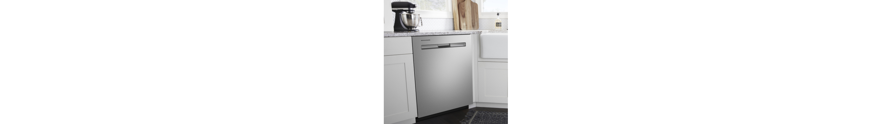 Stainless steel dishwasher in a modern kitchen
