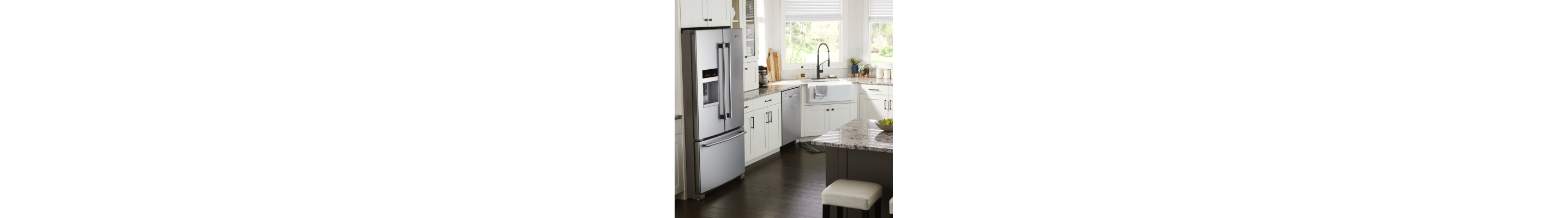 Stainless steel appliances in a modern kitchen