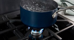Water boiling in a pot on a gas stove