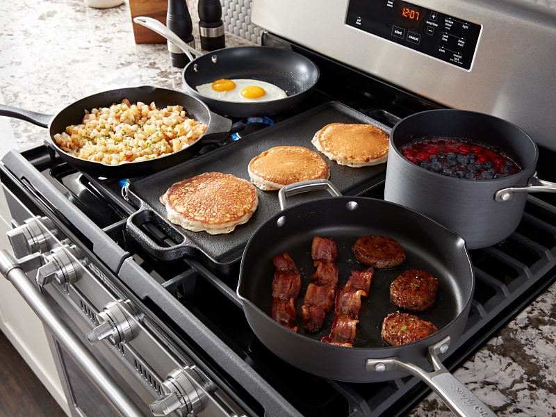 Gas Stove Top Griddle Grill Pan Versatile 2-in-1 Cast Iron Griddle
