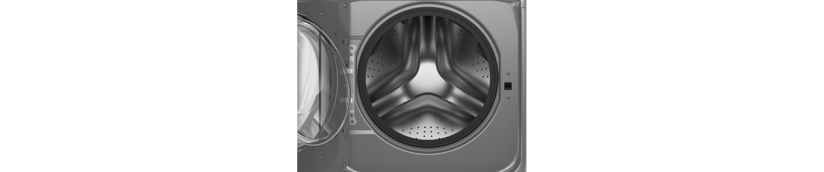 Open door on a metallic slate Maytag® front load washer
