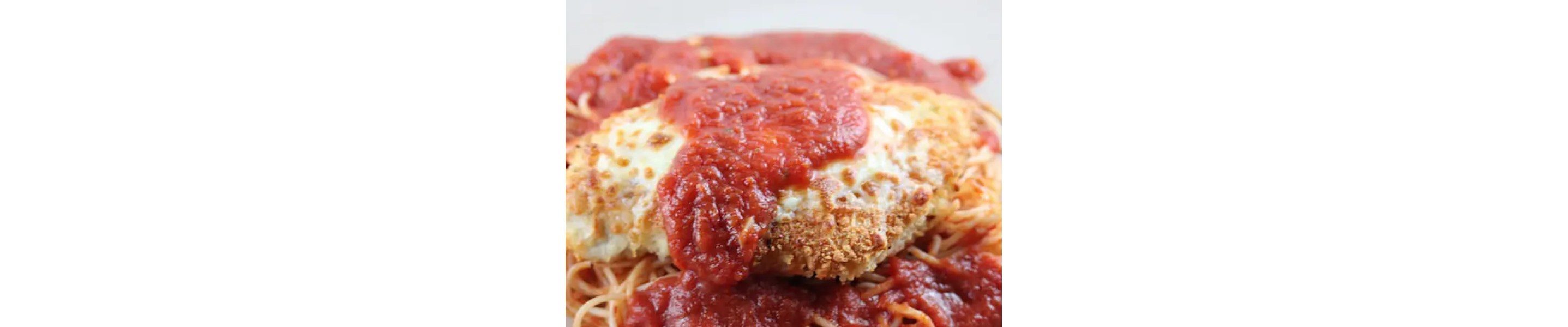 Closeup of parmesan chicken 