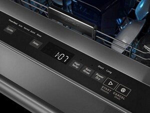 Close-up of dishwasher control panel