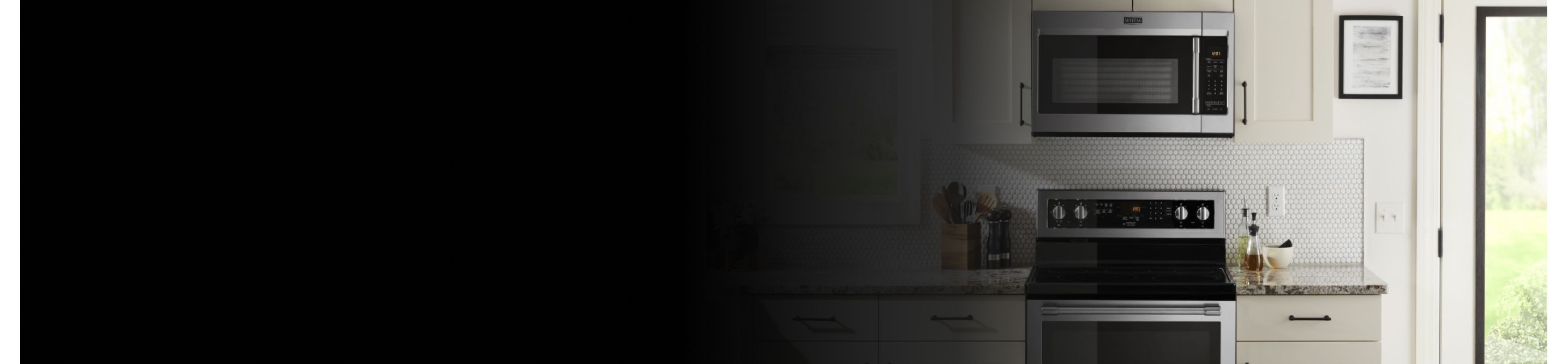 A microwave installed above an oven