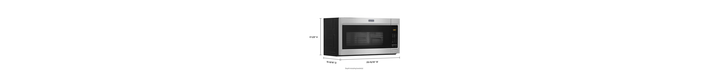 Over-the-range microwave with dimensions markings