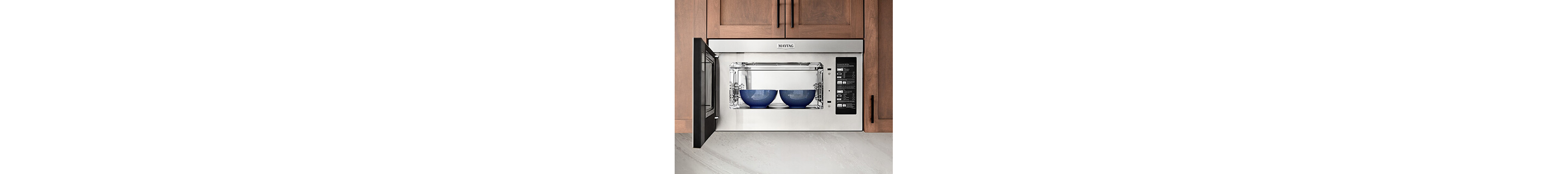 Bowls in Maytag® over-the-range microwave with turntable-free design