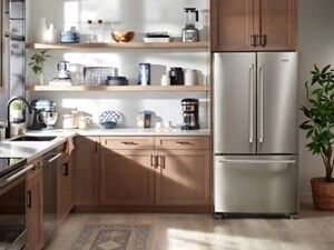 A kitchen with stainless steel Maytag® appliances