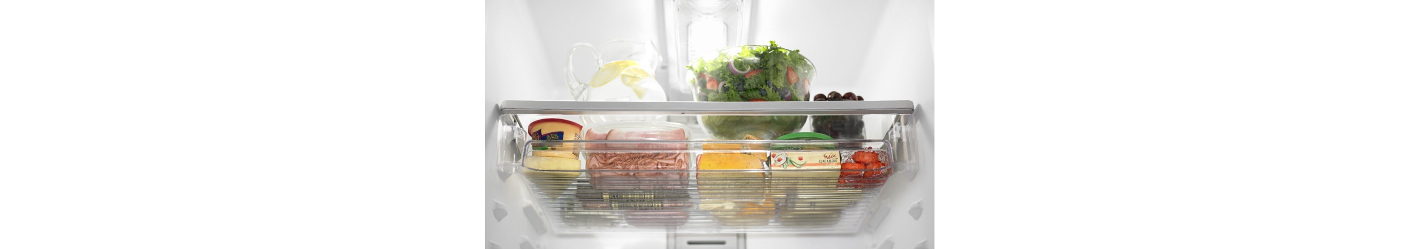 Perishables stacked on highest shelf