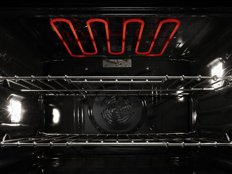 The inside of an oven