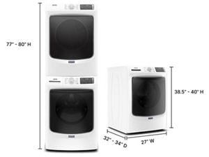 Width of stacked washer outlet dryer