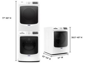 Image showing dimensions of stacked and unstacked washer and dryer
