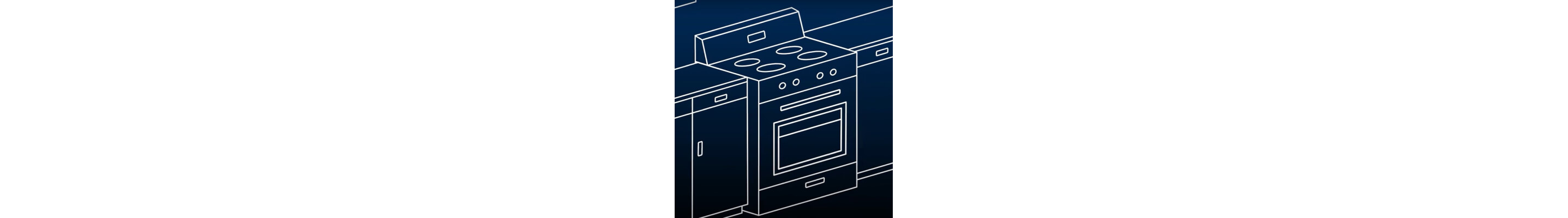 Range between cabinetry illustration