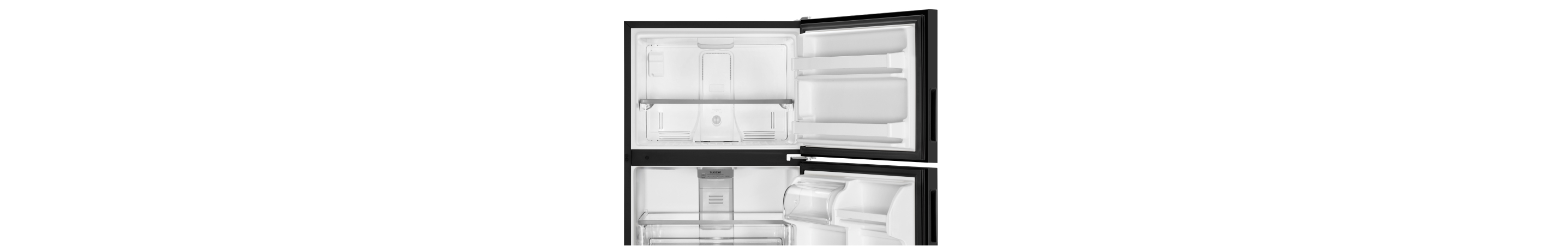 Open black top mount refrigerator