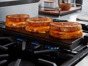Grilled cheese sandwiches on a griddle