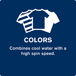 Three different t-shirt icons with description for a color wash cycle