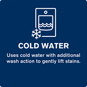 A washer with a snowflake icon with description for a cold water wash cycle
