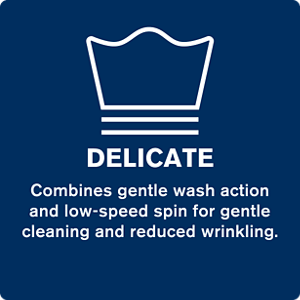 A delicates laundry symbol with a description for a delicates cycle