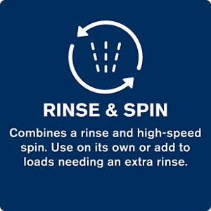 Water with cycle arrows icon with a description for a rinse and spin cycle