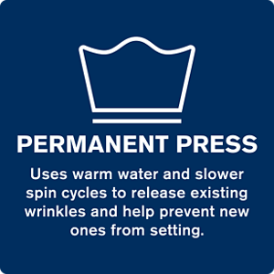 A permanent press laundry symbol with an explanation for what a permanent press cycle is