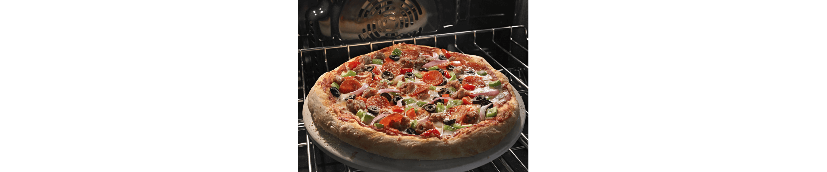  Pizza cooking in an oven