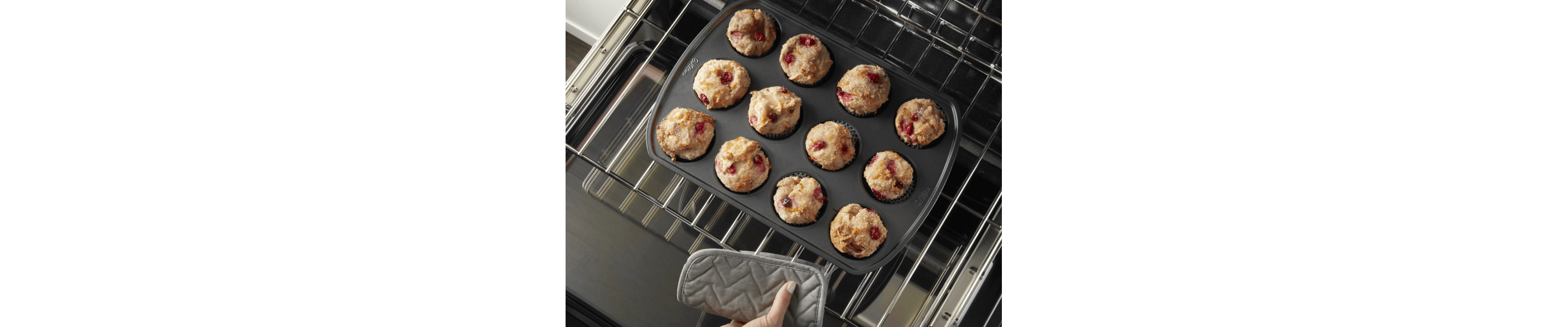 Muffins baking in an oven