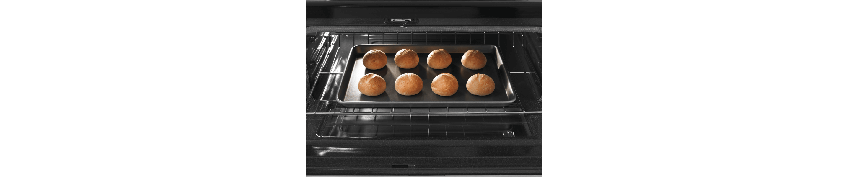 Rolls baking in an oven
