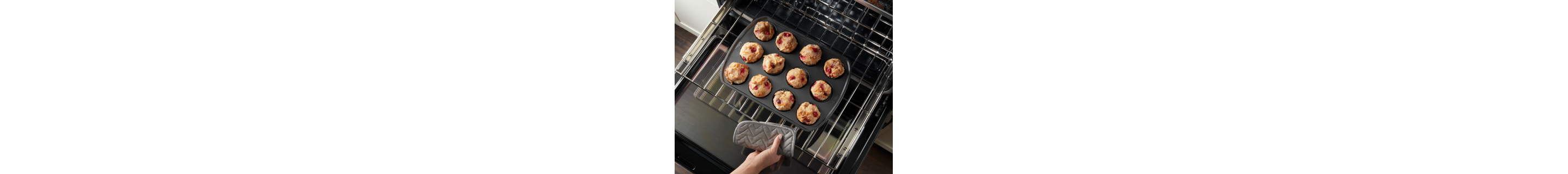 Muffins on Maytag® electric range oven racks