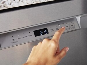 A closeup of a Maytag® semi-integrated dishwasher control panel