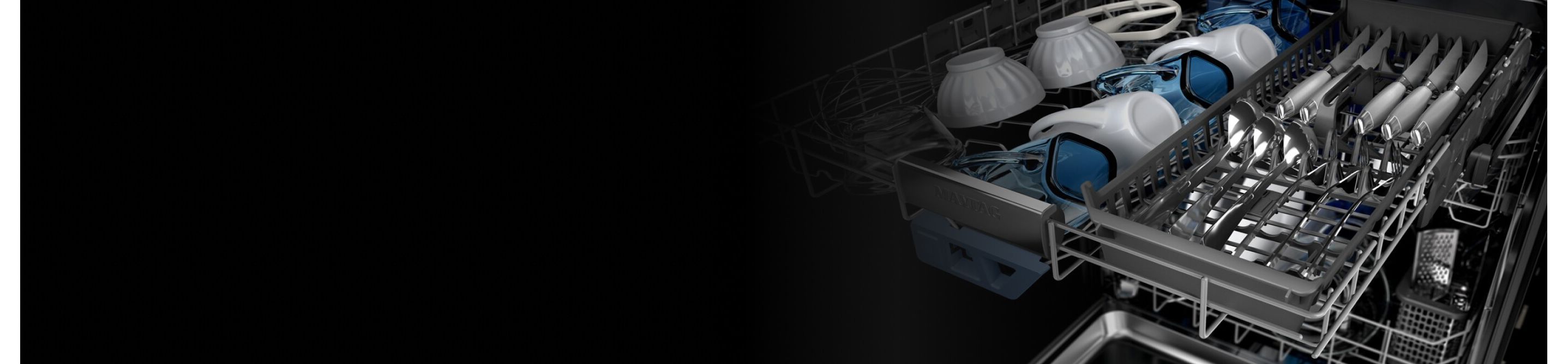 A closeup of the top rack of a Maytag® dishwasher rack