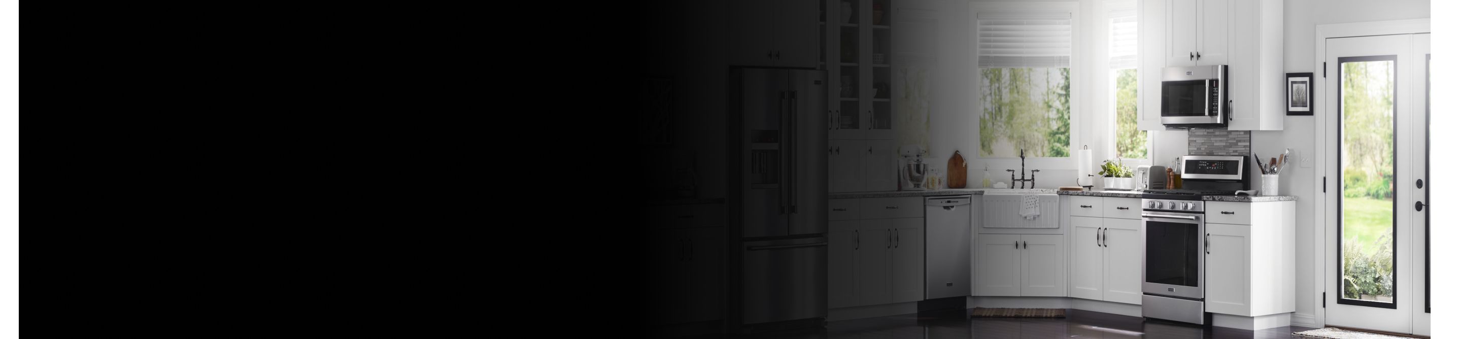 A Maytag® oven and over-the-range microwave in a modern kitchen.
