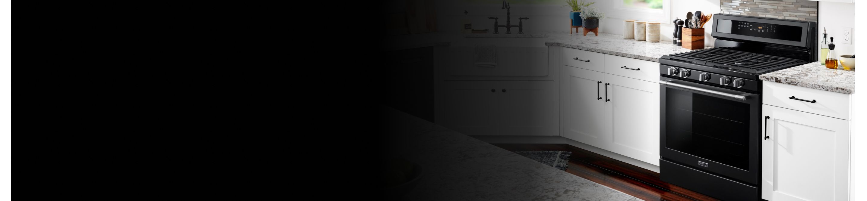 Freestanding gas range in a kitchen