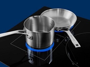 Saucepan and frying pan on an induction cooktop