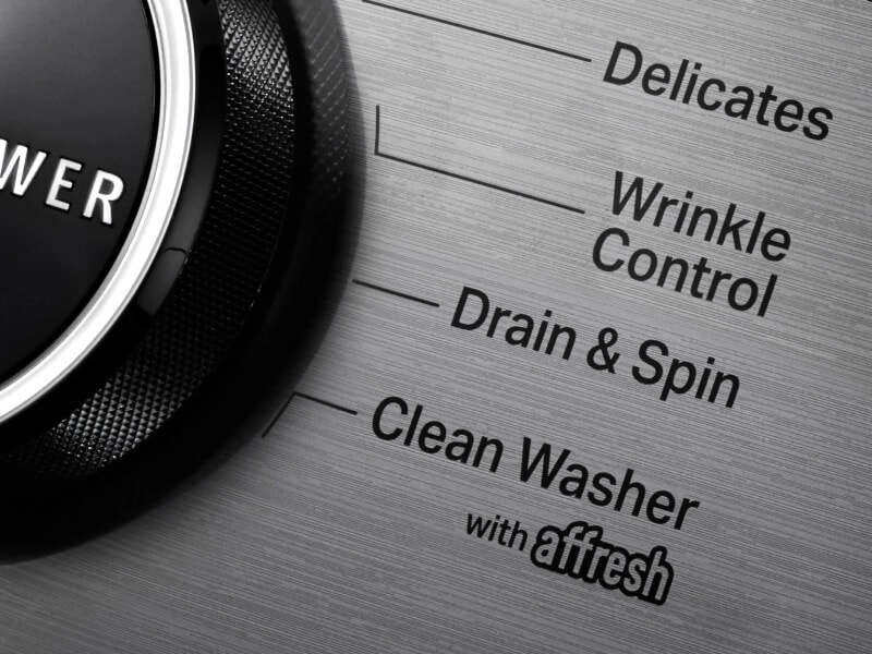Close-up of Maytag® washer control panel with Wrinkle Control Cycle