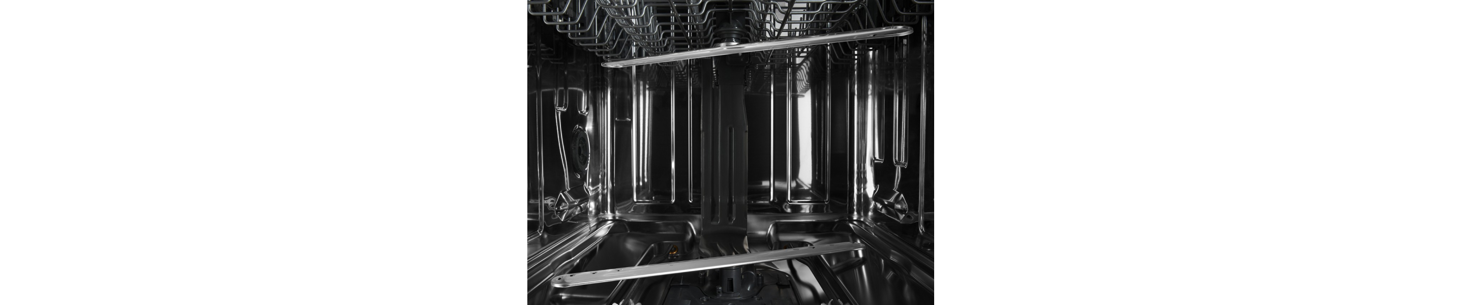 The interior of a dishwasher
